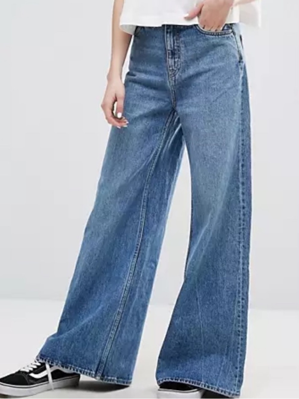 Weekday Ace high waist wide leg color lightwash blue jeans women 30x30